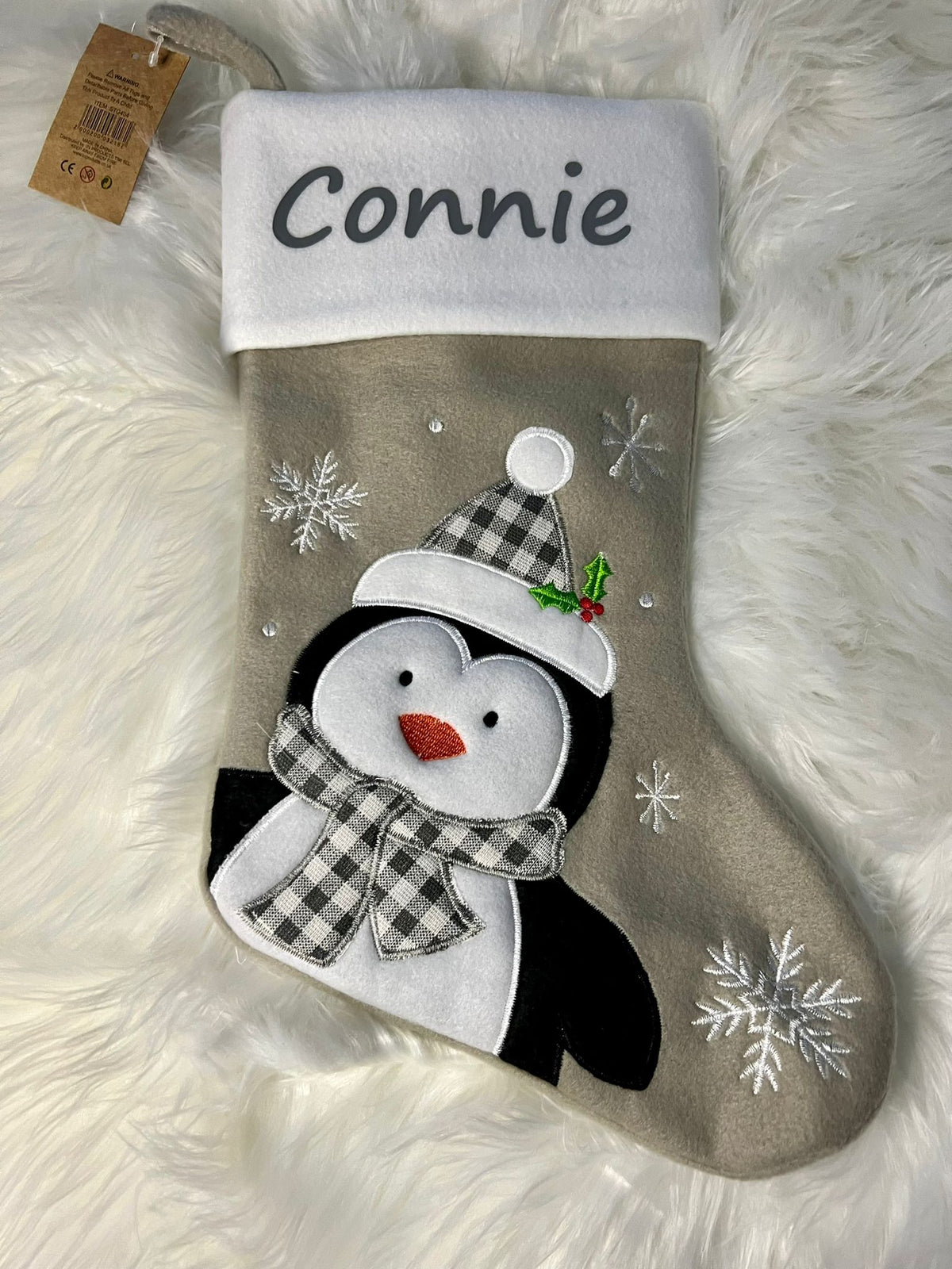 Personalised Beige Christmas Stockings 4 Designs
