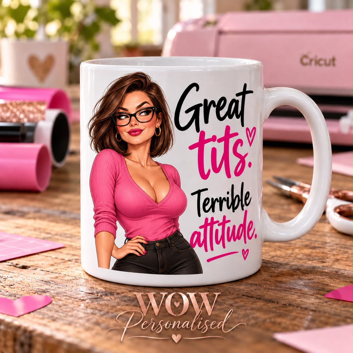 Great Tits Terrible Attitude Mug | Funny Rude 11oz Mug | 18+ Adult Novelty Gift
