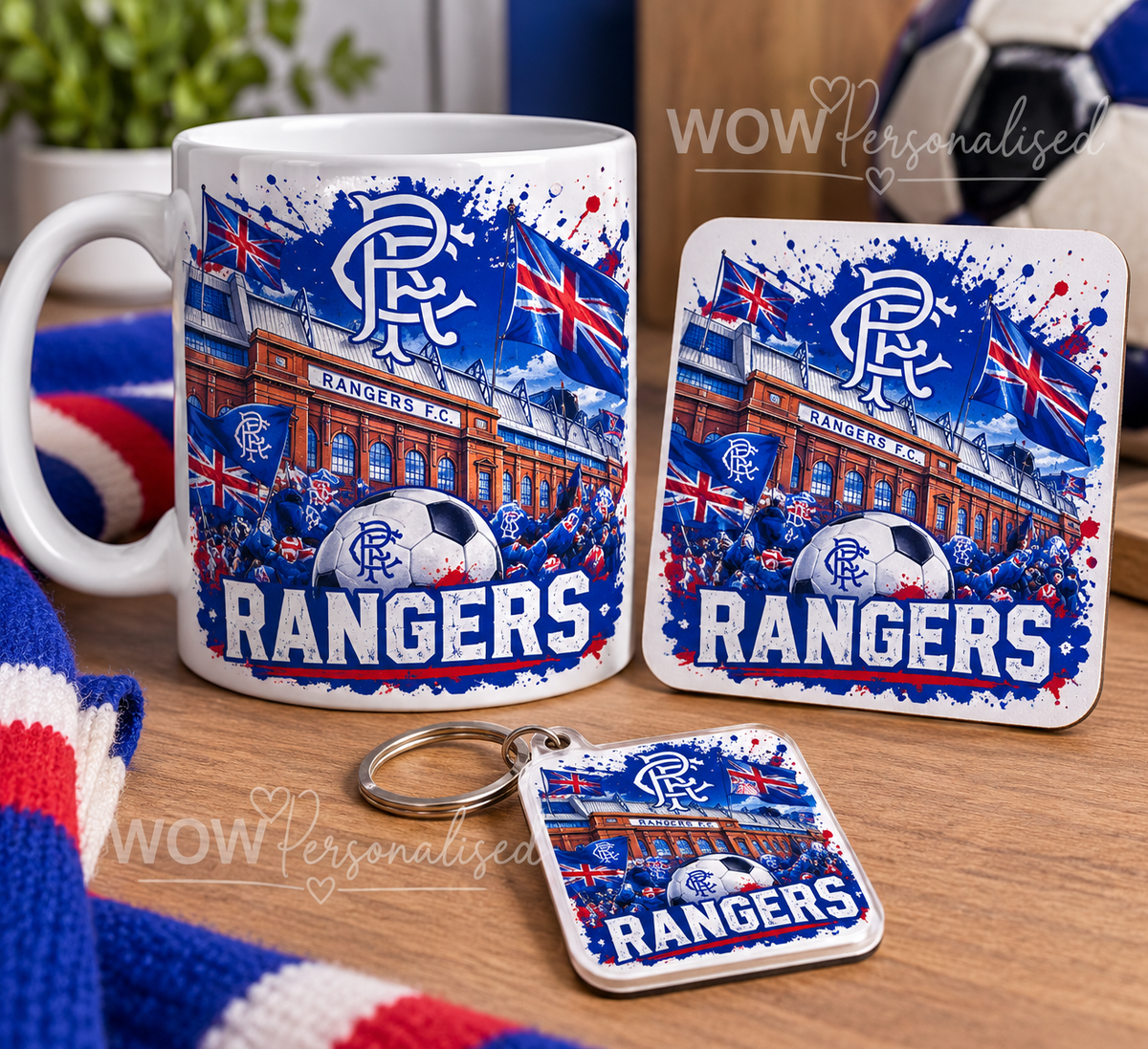 Rangers Football Mug, Coaster & Keyring Gift Set | Rangers Fan Gift