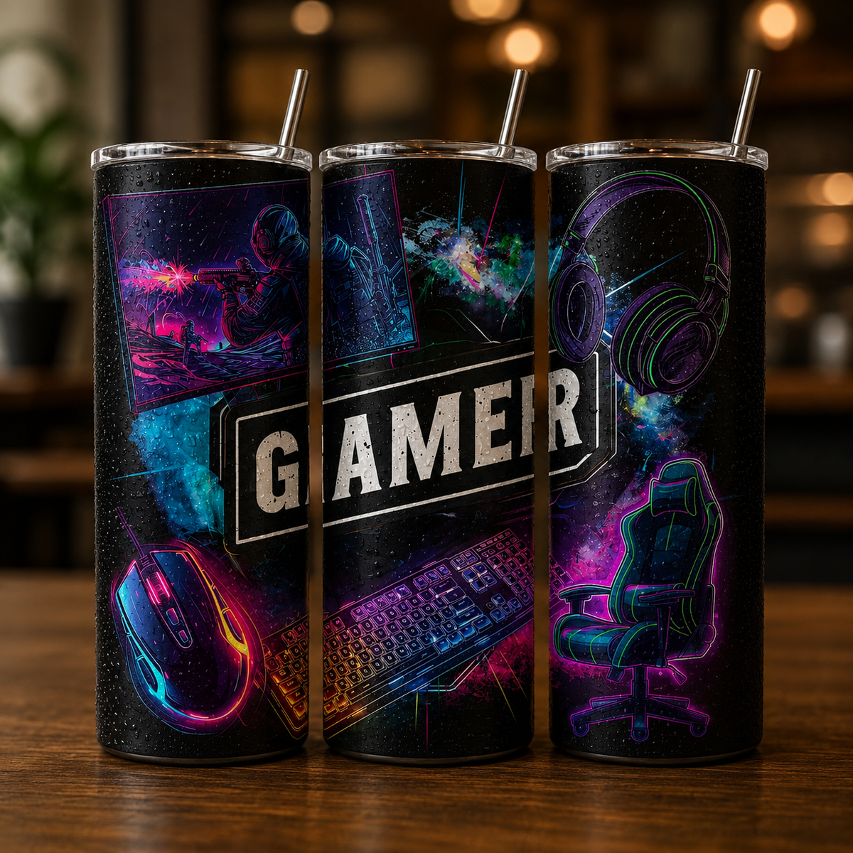 Gaming 20oz Skinny Tumbler | Gamer Stainless Steel Travel Cup