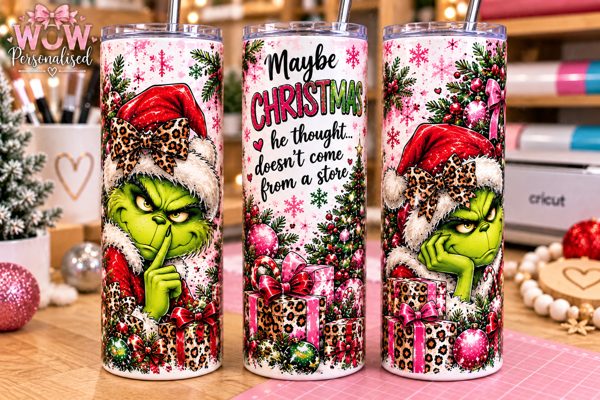 Pink Grinch Christmas 20oz Tumbler | Funny Festive Cup