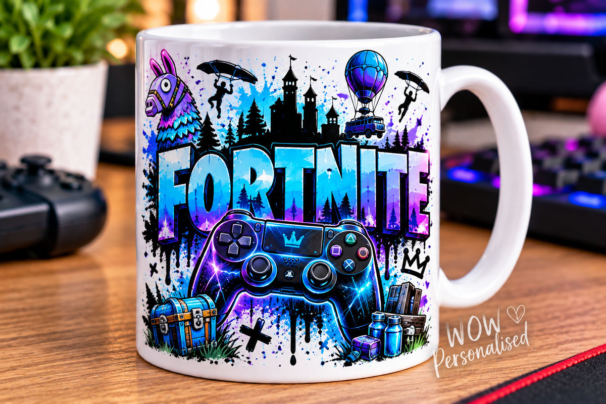 Fortnite Inspired Gaming Mug | Battle Royale Controller Design | 11oz Ceramic Gamer Cup