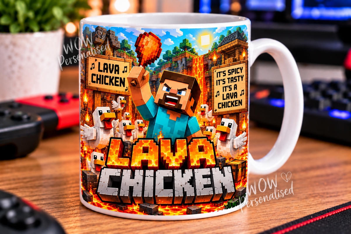 Minecraft Movie Inspired Lava Chicken Mug | Steve's Lava Chicken Design 11oz Mug