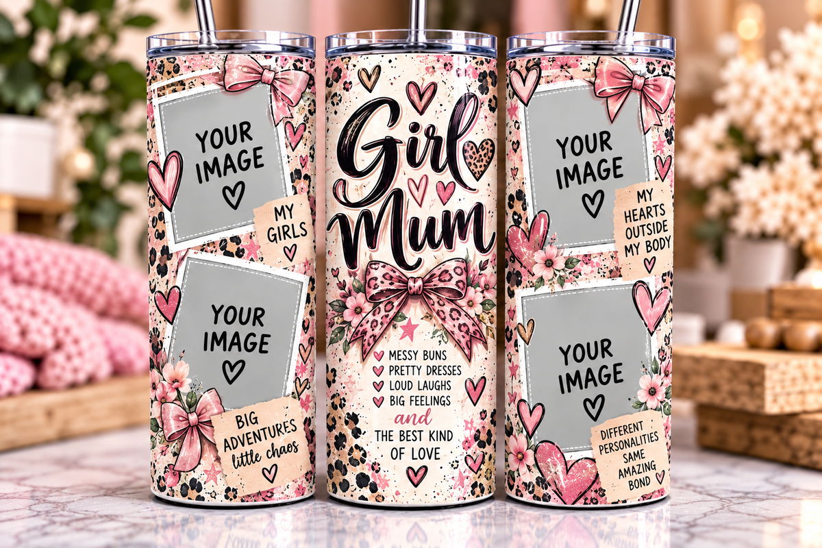 Personalised Girl Mum Photo 20oz Skinny Tumbler | Custom Picture Cup
