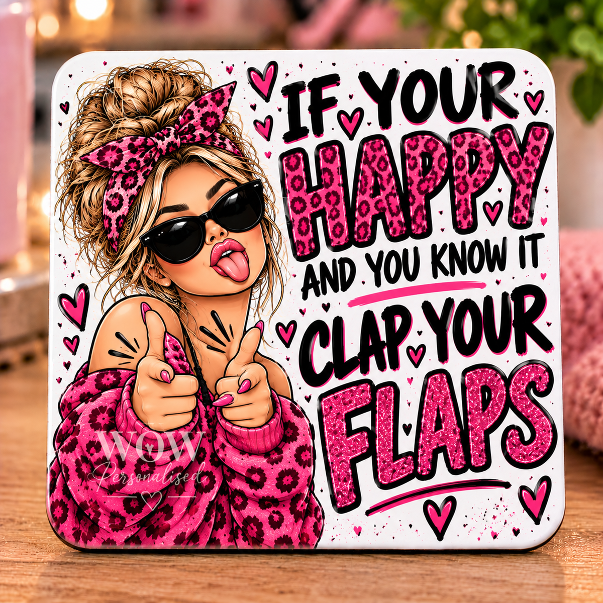 If Youβre Happy Clap Your Flaps Funny Rude Coaster | 18+ Adult Humour Novelty Gift