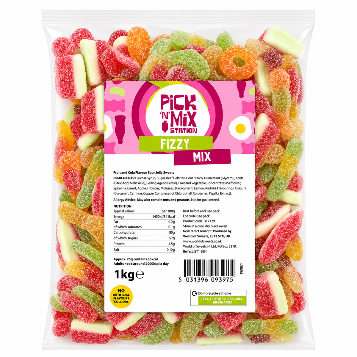 1kg Fizzy Sweets Mix Bag