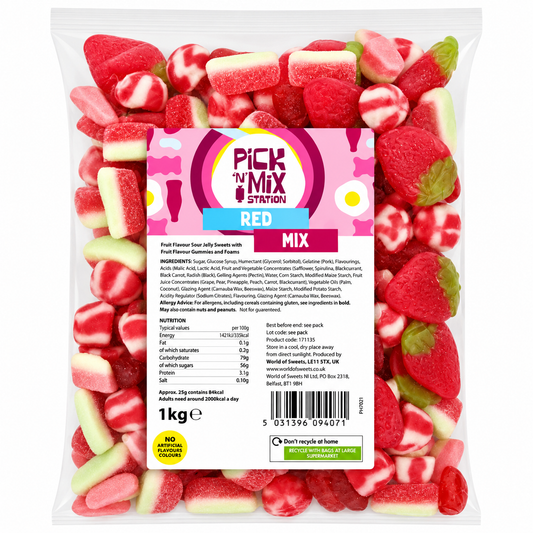 1kg Red Sweets Mix Bag