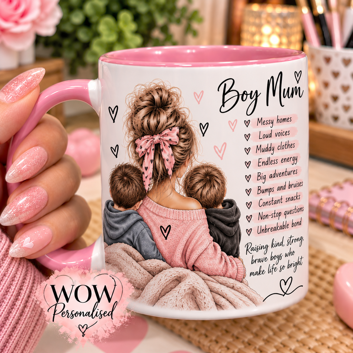 Boy Mum Mug 11oz | Raising Boys Coffee Cup | Cute Mother’s Day & Birthday Gift for Boy Mums