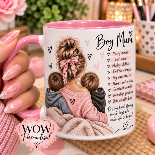 Boy Mum Mug 11oz | Raising Boys Coffee Cup | Cute Mother’s Day & Birthday Gift for Boy Mums