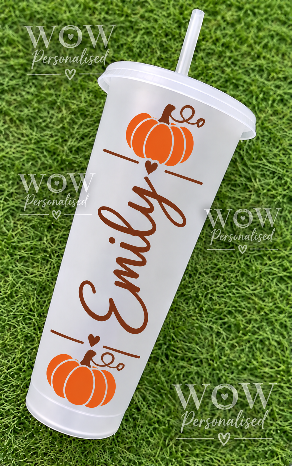 Personalised Autumn Cold Cup with Straw | Custom Name Tumbler