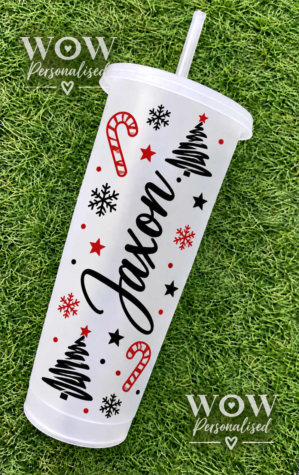 Personalised Candy Cane Christmas Cold Cup | Custom Name Tumbler