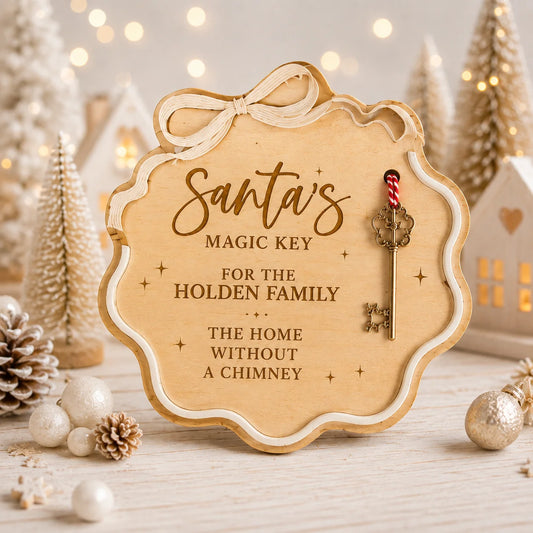 Santa’s Magic Key Wooden Plaque | Christmas Eve Keepsake for Children