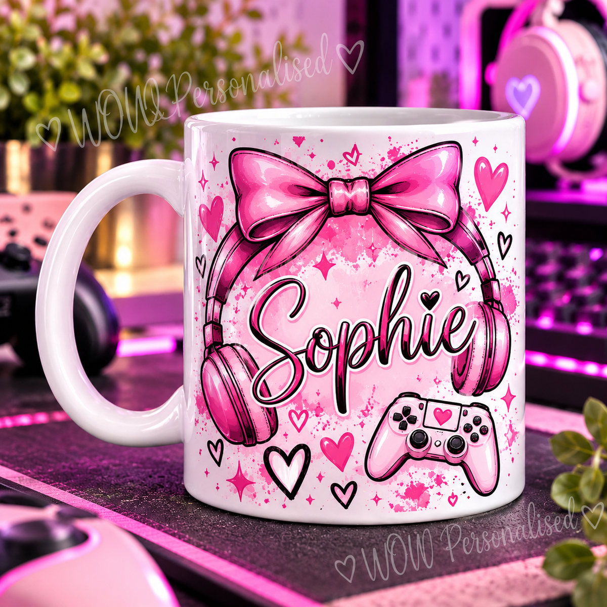 Personalised Pink Gaming Mug 11oz | Gamer Girl Gift