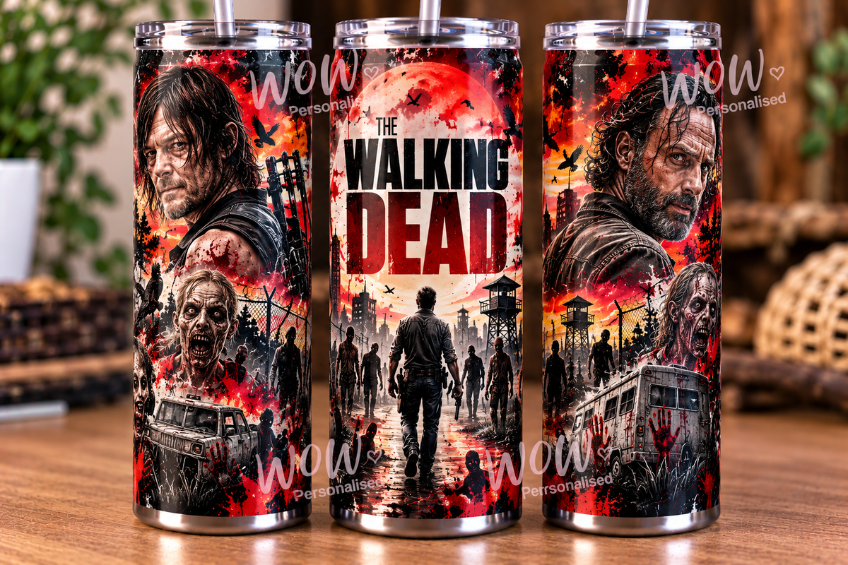 The Walking Dead Inspired 20oz Skinny Tumbler | Zombie Apocalypse Design | Horror & TV Fan Gift