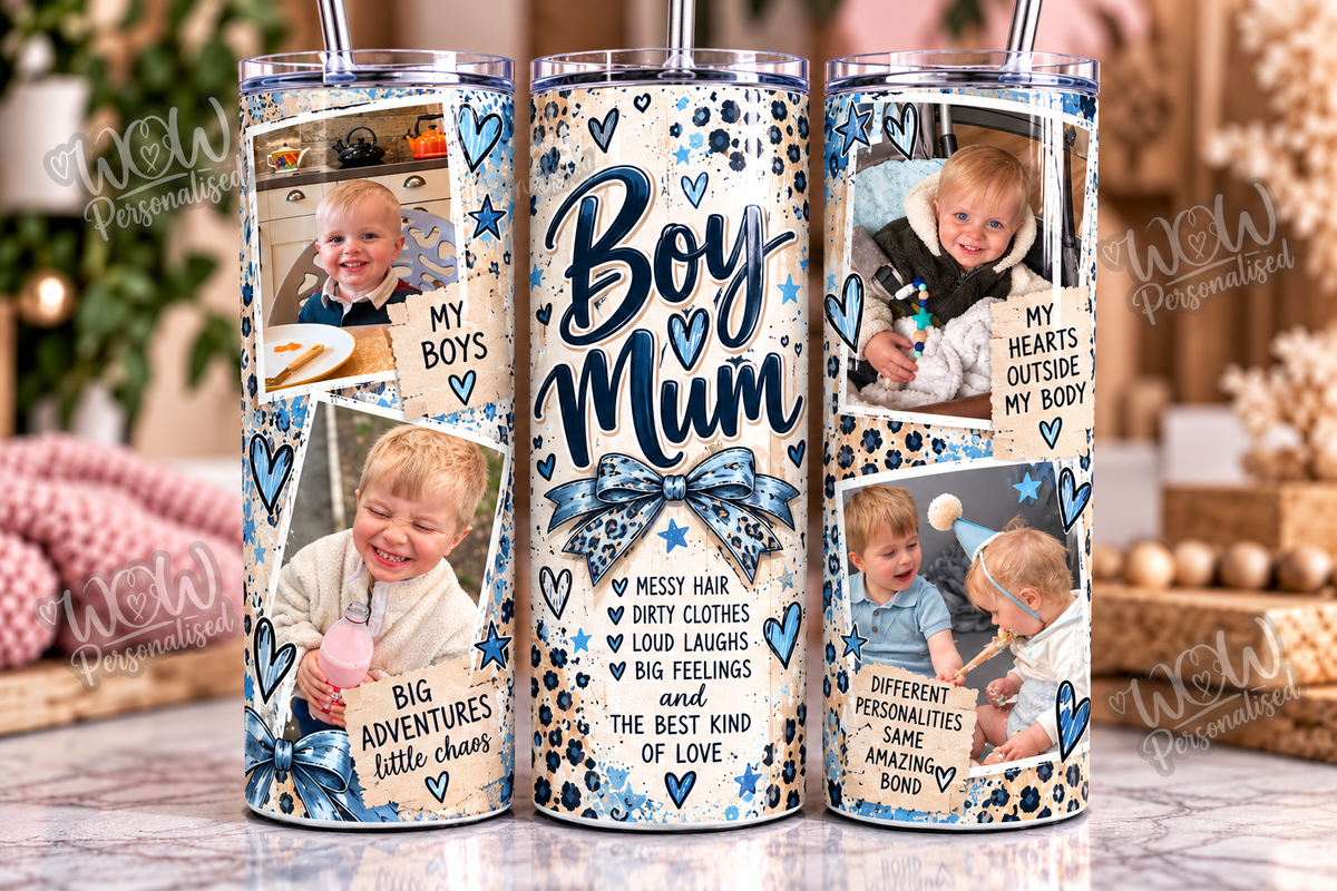 Personalised Boy Mum Photo 20oz Skinny Tumbler | Custom Picture Cup