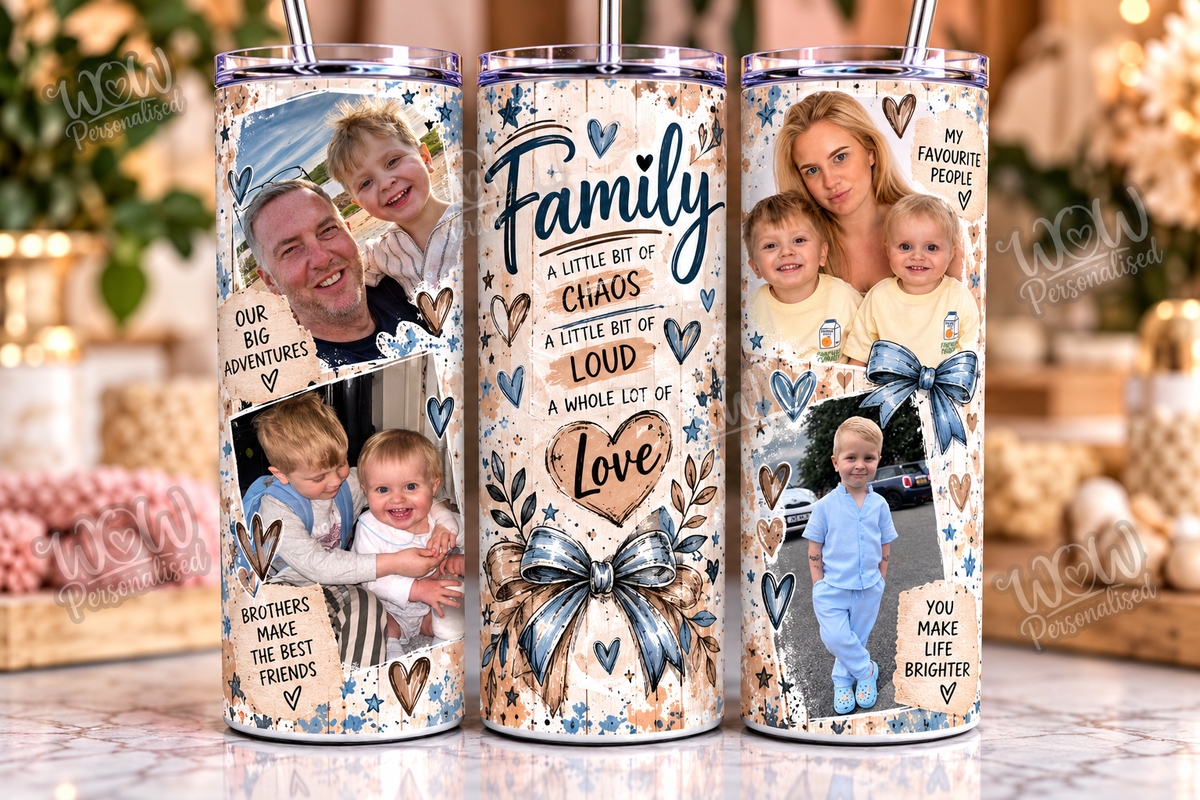 Personalised Family Photo 20oz Skinny Tumbler | Custom Picture Cup