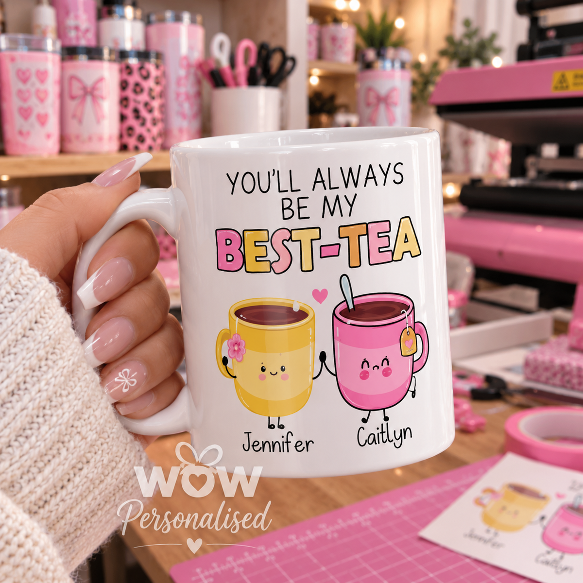 Personalised Best-Tea Friendship Mug | Best Friend Tea Lover Gift | Custom Names Mug