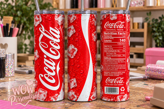 Coca-Cola Inspired 20oz Skinny Tumbler | Classic Red Coke Can Design | Reusable Insulated Cup with Straw | Gift for Coke Lovers