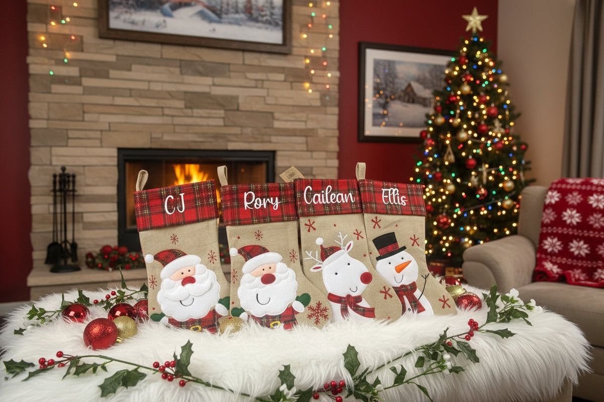 Personalised Tartan Christmas Stocking | Custom Name Xmas Stocking | Tartan Top | Secret Santa & Family Christmas Gift 2026