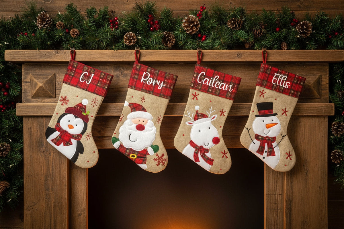 Personalised Tartan Christmas Stocking | Custom Name Xmas Stocking | Tartan Top | Secret Santa & Family Christmas Gift 2026
